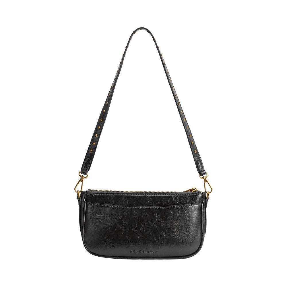 Melie Bianco Aria Black Recycled Vegan Leather Shoulder Bag