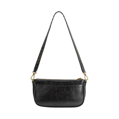 Melie Bianco Aria Black Recycled Vegan Leather Shoulder Bag