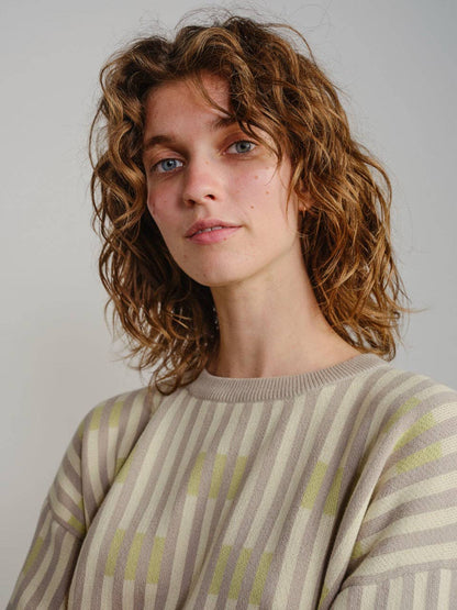 The Endery Bauhaus Short Sleeve Sweater Tee in the Cumulus Palette