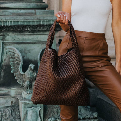 Melie Bianco Johanna Espresso Recycles Vegan Leather Shoulder Bag