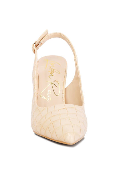 London Rag Macha Croctexture Sling Back Heels