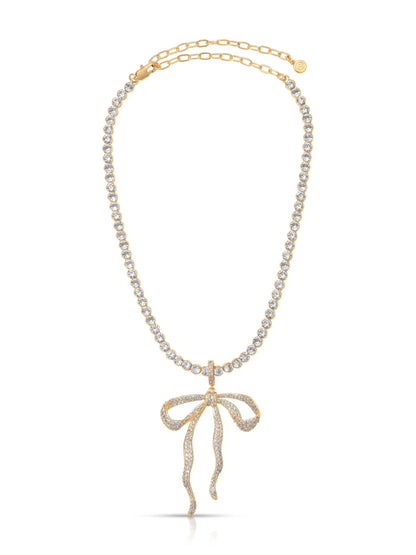Ettika Pave Bow Tennis Necklace