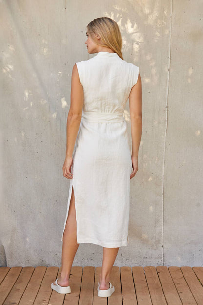 Crescent Lelina Wrap Linen Midi Dress