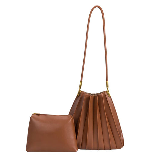 Melie Bianco Carrie Saddle Pleated Vegan Leather Shoulder Bag