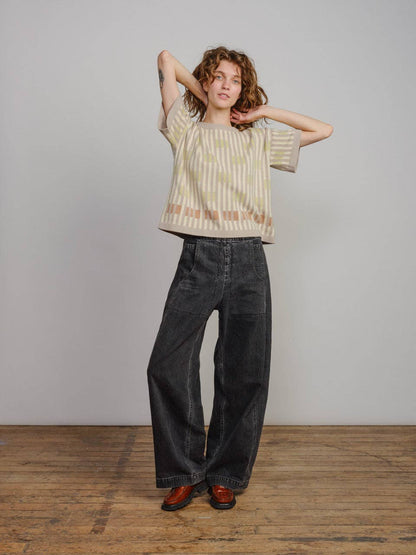 The Endery Bauhaus Short Sleeve Sweater Tee in the Cumulus Palette
