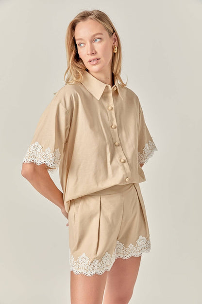 English Factory Midnight Lace Linen Shirt