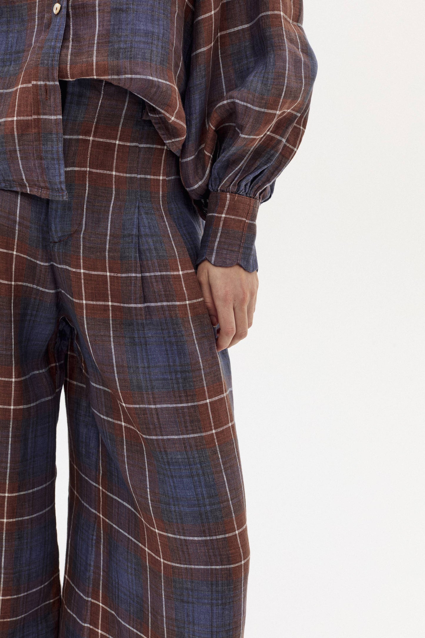 Lanhtropy Super Culotte Linen Pants - Forest Checks