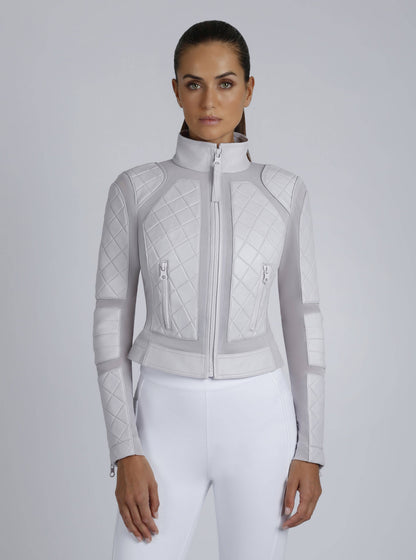 Blanc Noir Classic Orchard Tint Leather Mesh Moto Jacket