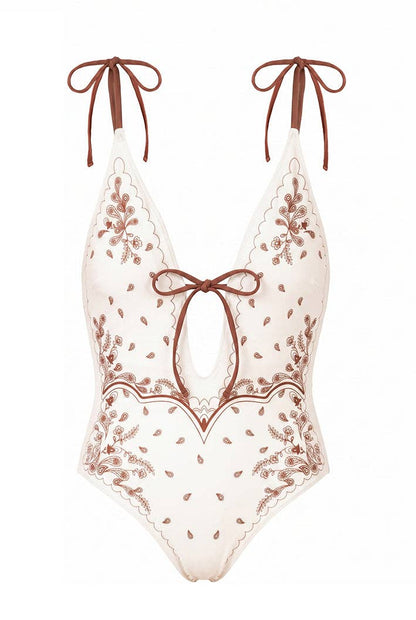 Jessie Zhao Ivory Safari Reversible One Piece Swimsuit