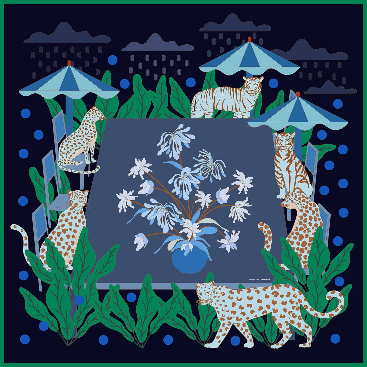 Jessie Zhao Double Sided Silk Scarf of Night Banquet