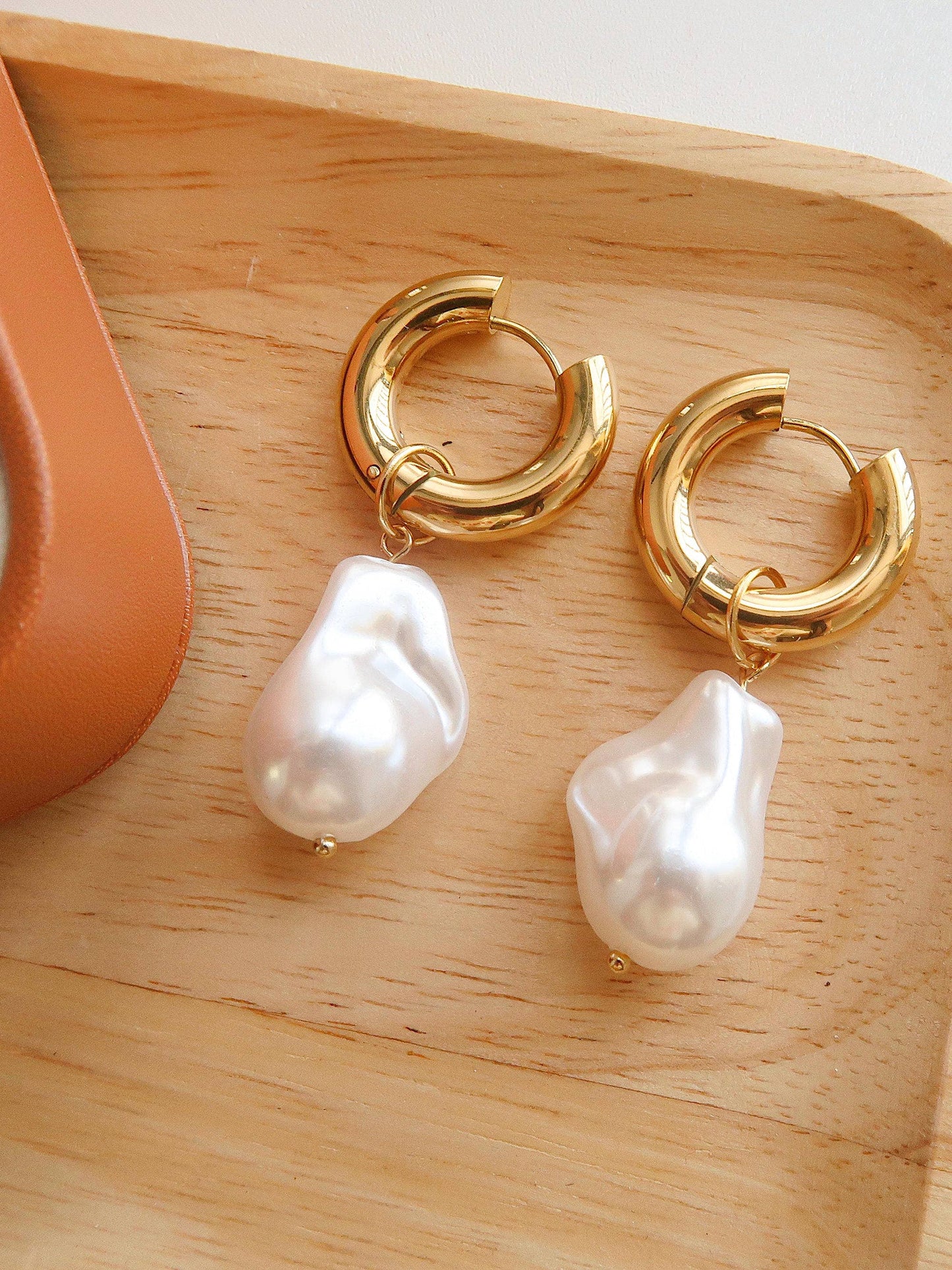 Flanerie by Maiq Oceana Gold Statement Large Pearl Earring