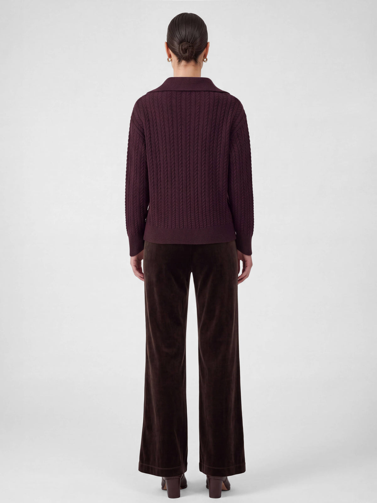 Current Air Open Collar Pullover Cable Knit Sweater