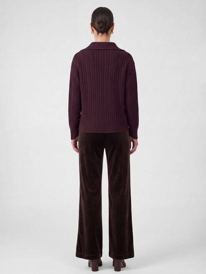 Current Air Open Collar Pullover Cable Knit Sweater