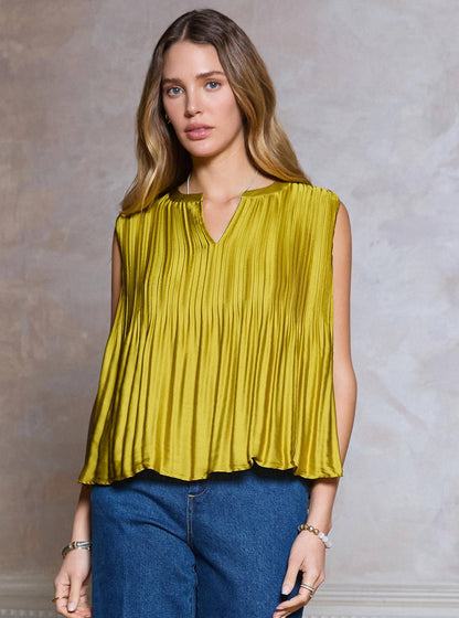 Current Air Pleated Sleeveless Cropped Top