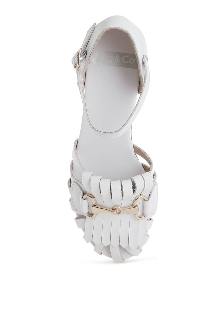 Rag & Co Ramita Horsebit Fringe Flat Sandals