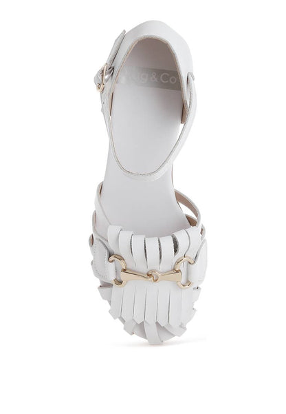 Rag & Co Ramita Horsebit Fringe Flat Sandals