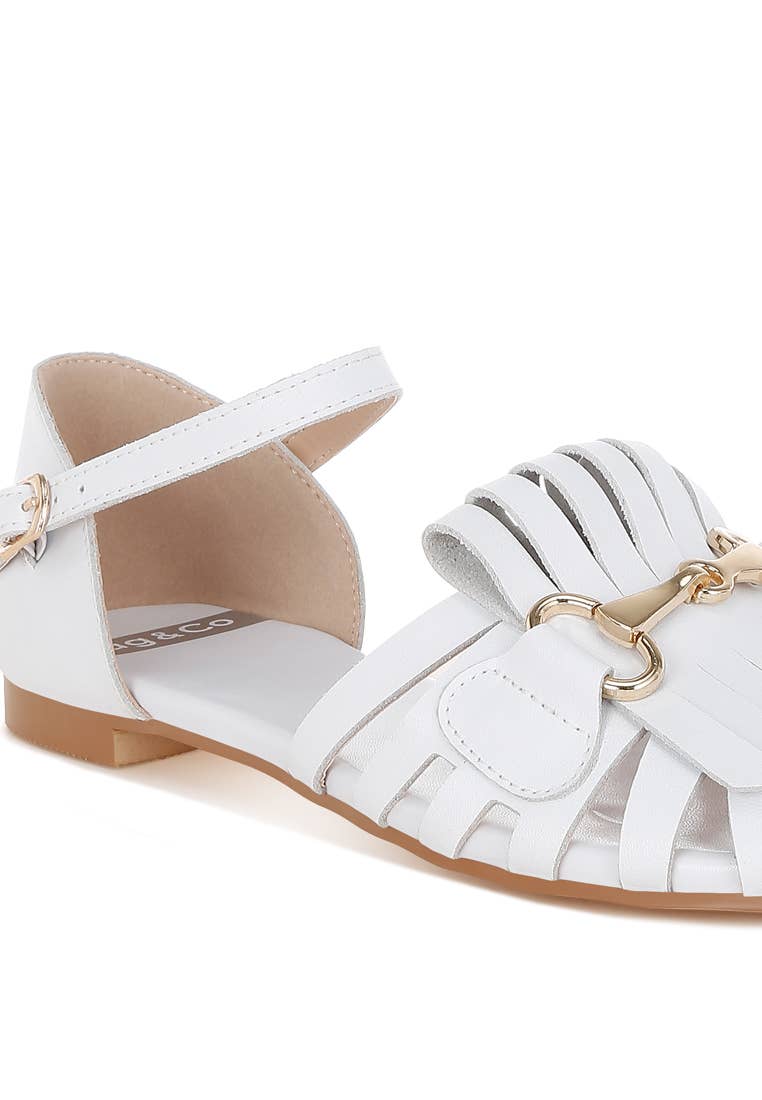 Rag & Co Ramita Horsebit Fringe Flat Sandals