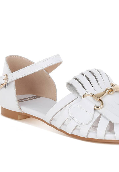 Rag & Co Ramita Horsebit Fringe Flat Sandals