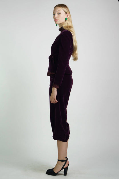 Kristinit Plum Velvet "Bel Age" Pants