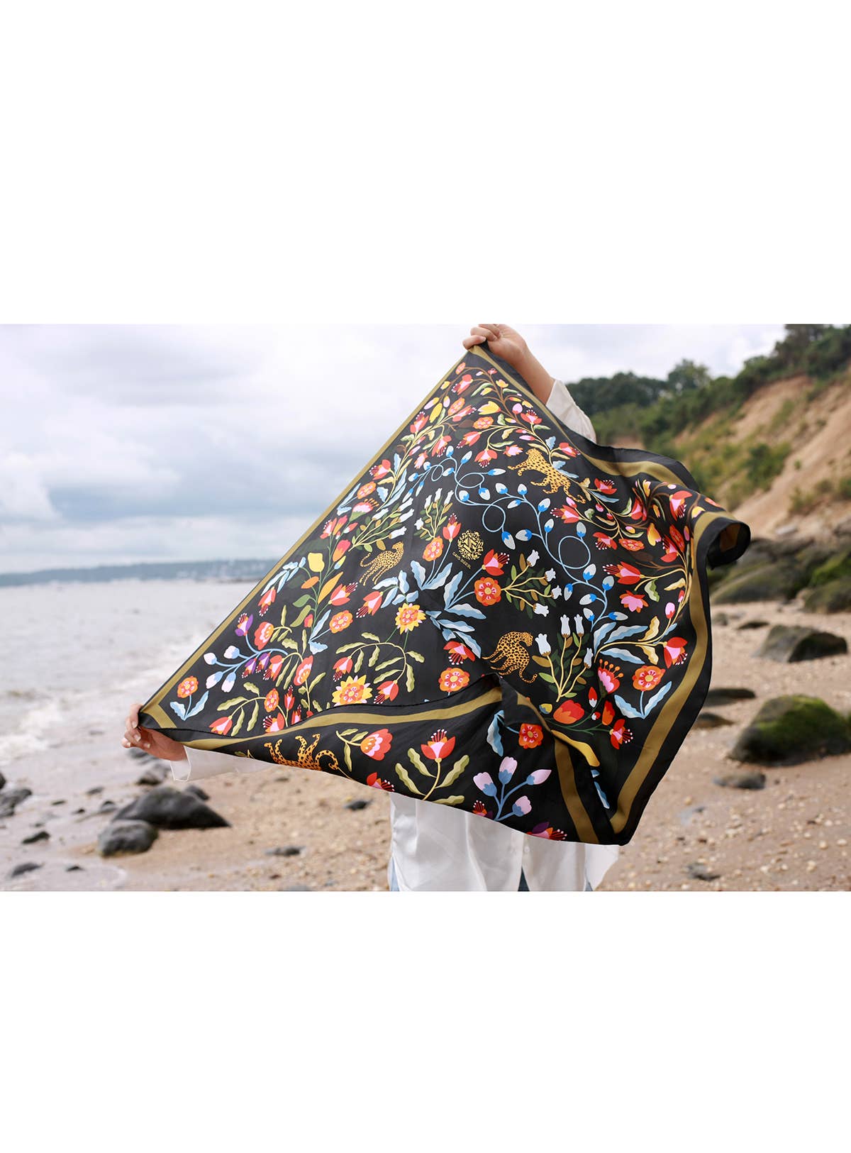 Jessie Zhao Double Sided Silk Scarf of Night Imagination