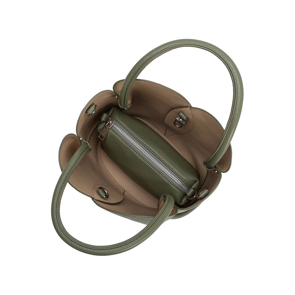 Melie Bianco Tulip Moss Recycled Vegan Leather Top Handle Bag