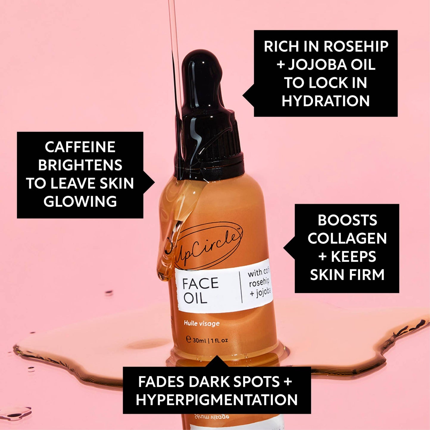 UpCircle Hydrating Collagen Boost Vegan Organic Coffee Face Oil