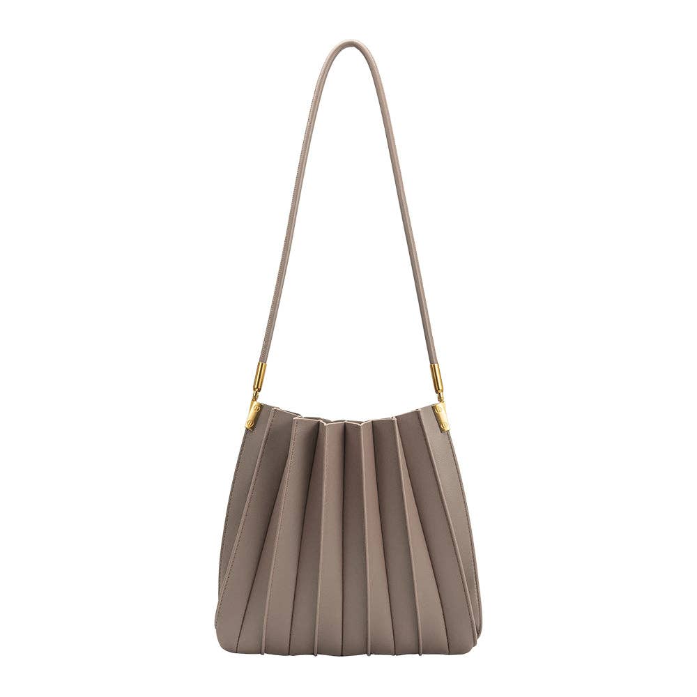 Melie Bianco Carrie Mushroom Pleated Vegan Leather Shoulder Bag