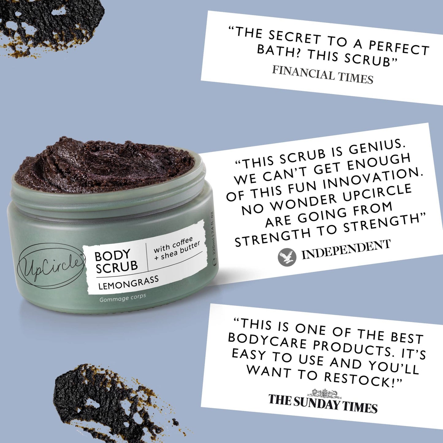 UpCircle Eco Friendly Lemongrass Body Scrub with Coffee + Shea Butter