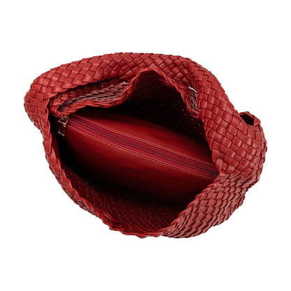 Melie Bianco Johanna Red Large Recycled Vegan Leather Shoulder Bag
