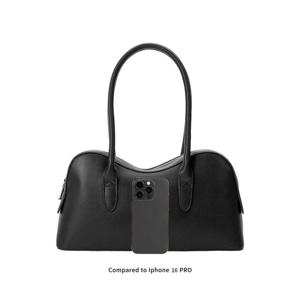 Melie Bianco Tilda Black Recycled Vegan Leather Shoulder Bag