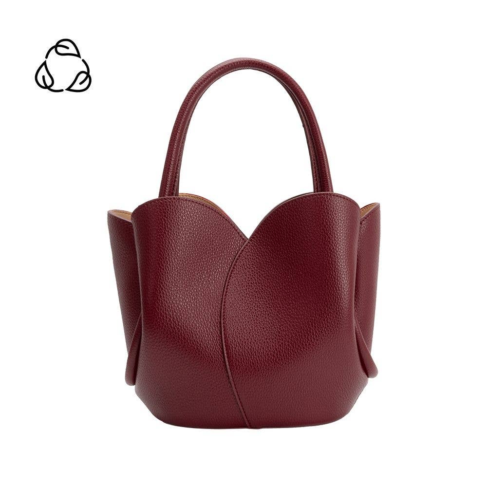 Melie Bianco Tulip Burgundy Recycled Vegan Leather Top Handle Bag