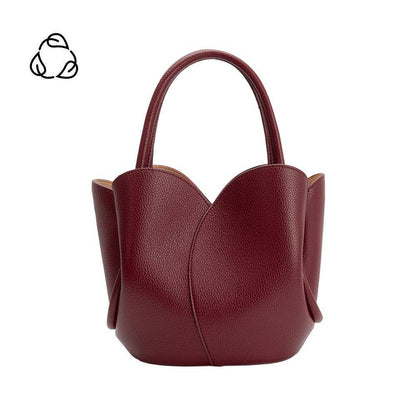 Melie Bianco Tulip Burgundy Recycled Vegan Leather Top Handle Bag