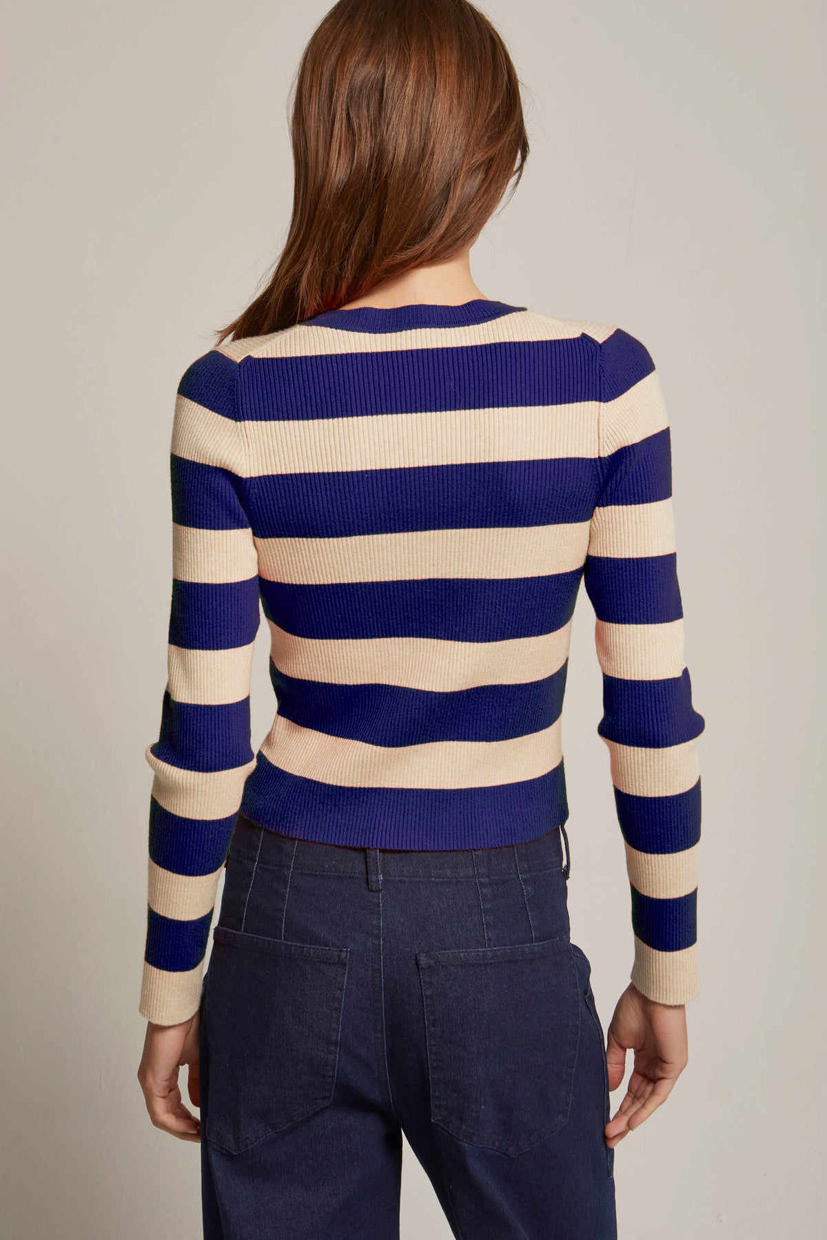 Crescent Lia Striped Rib Knit Top