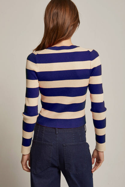 Crescent Lia Striped Rib Knit Top