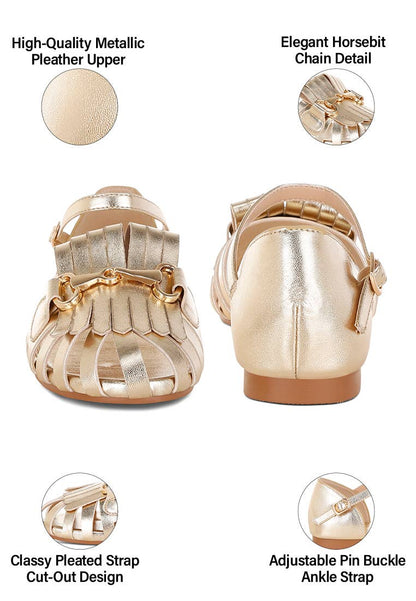London Rag Noori Metallic Fringe Flat Sandals