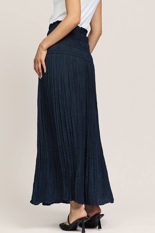 Cyrrent Air Crinkled Smocked Waist Maxi Skirt