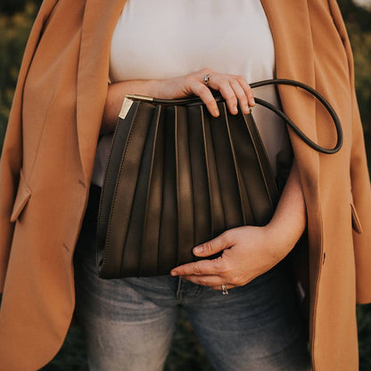 Melie Bianco Carrie Olive Pleated Vegan Leather Shoulder Bag
