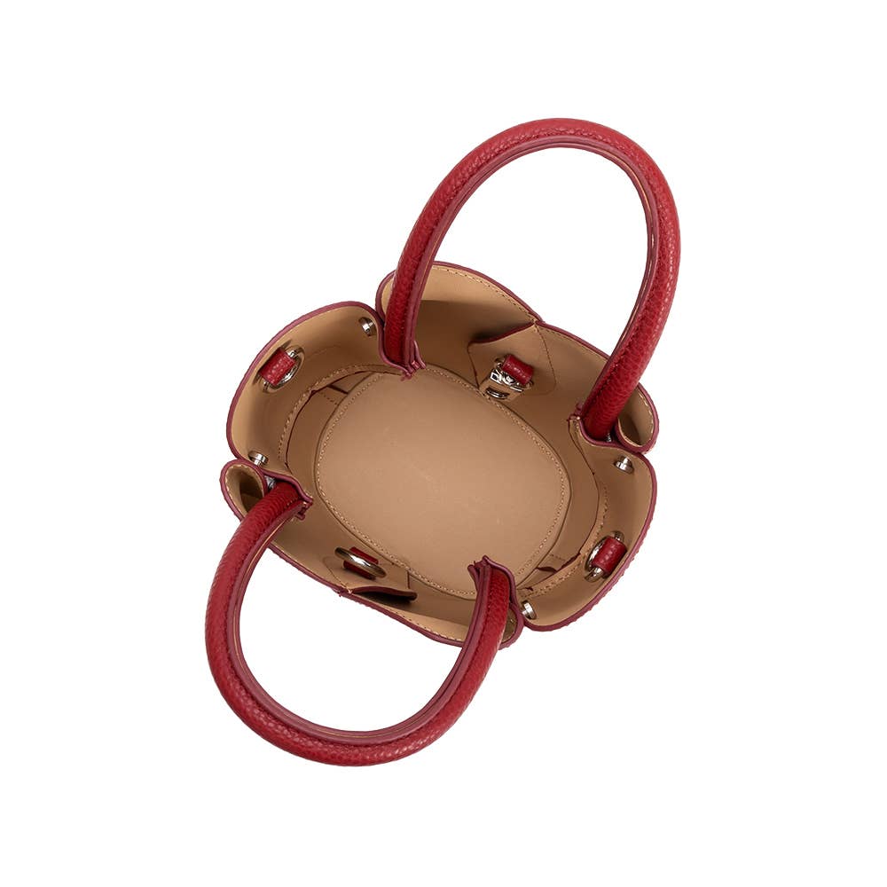 Melie Bianco Tulip Mini Red Recycled Vegan Leather Top Handle Bag
