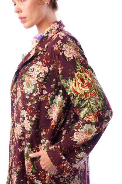 Aratta Cara Delvinge Burgundy Floral Coat