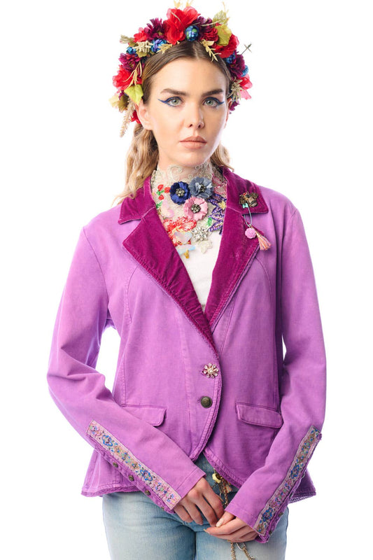 Aratta Colonel Jacket - Violet | French Terry Jacket | Velvet Blazer