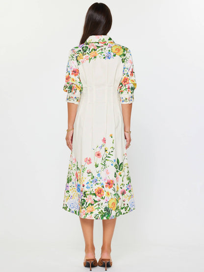 Current Air Floral Printed Button Down Midi Dress