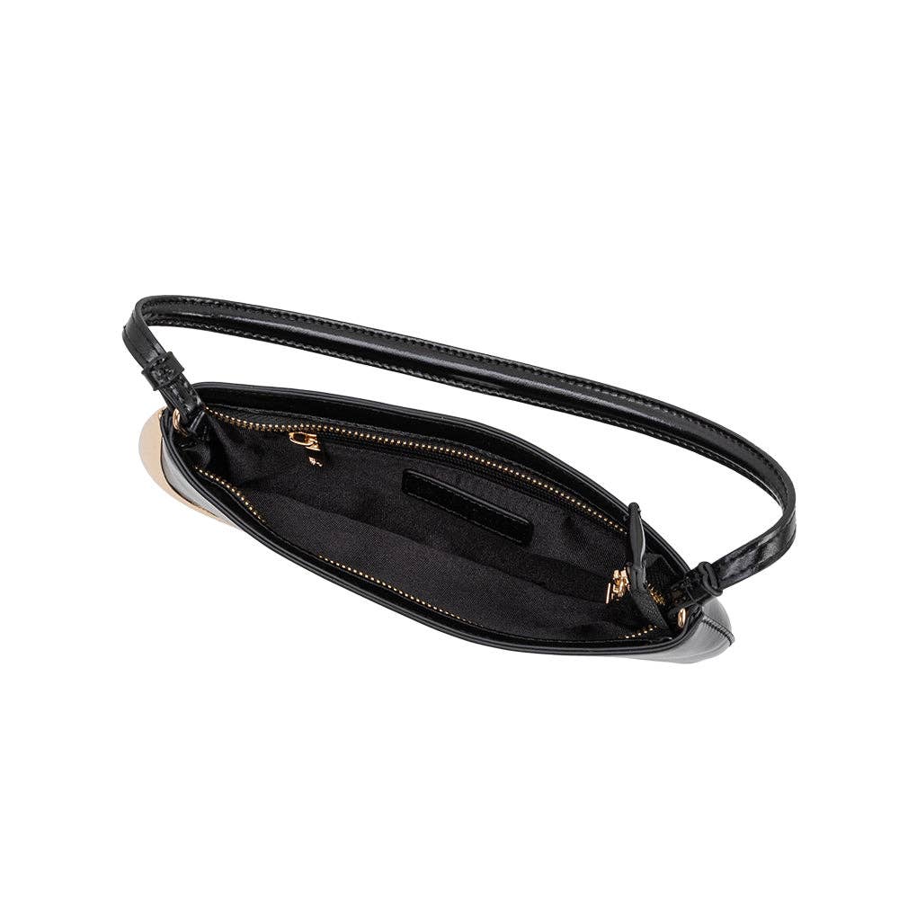 Melie Bianco Sade Black Recycled Vegan Leather Shoulder Bag