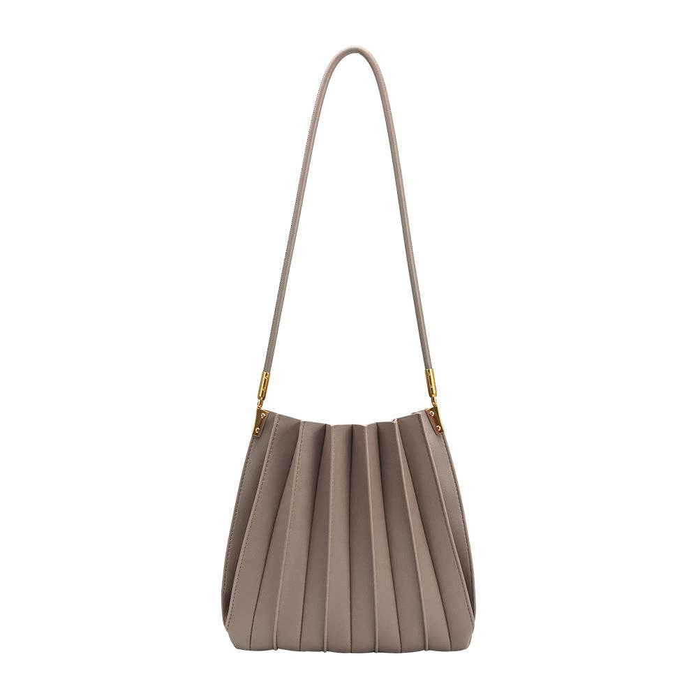 Melie Bianco Carrie Mushroom Pleated Vegan Leather Shoulder Bag