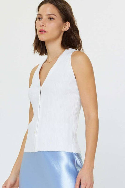 Current Air Pleated Sleeveless Sweater