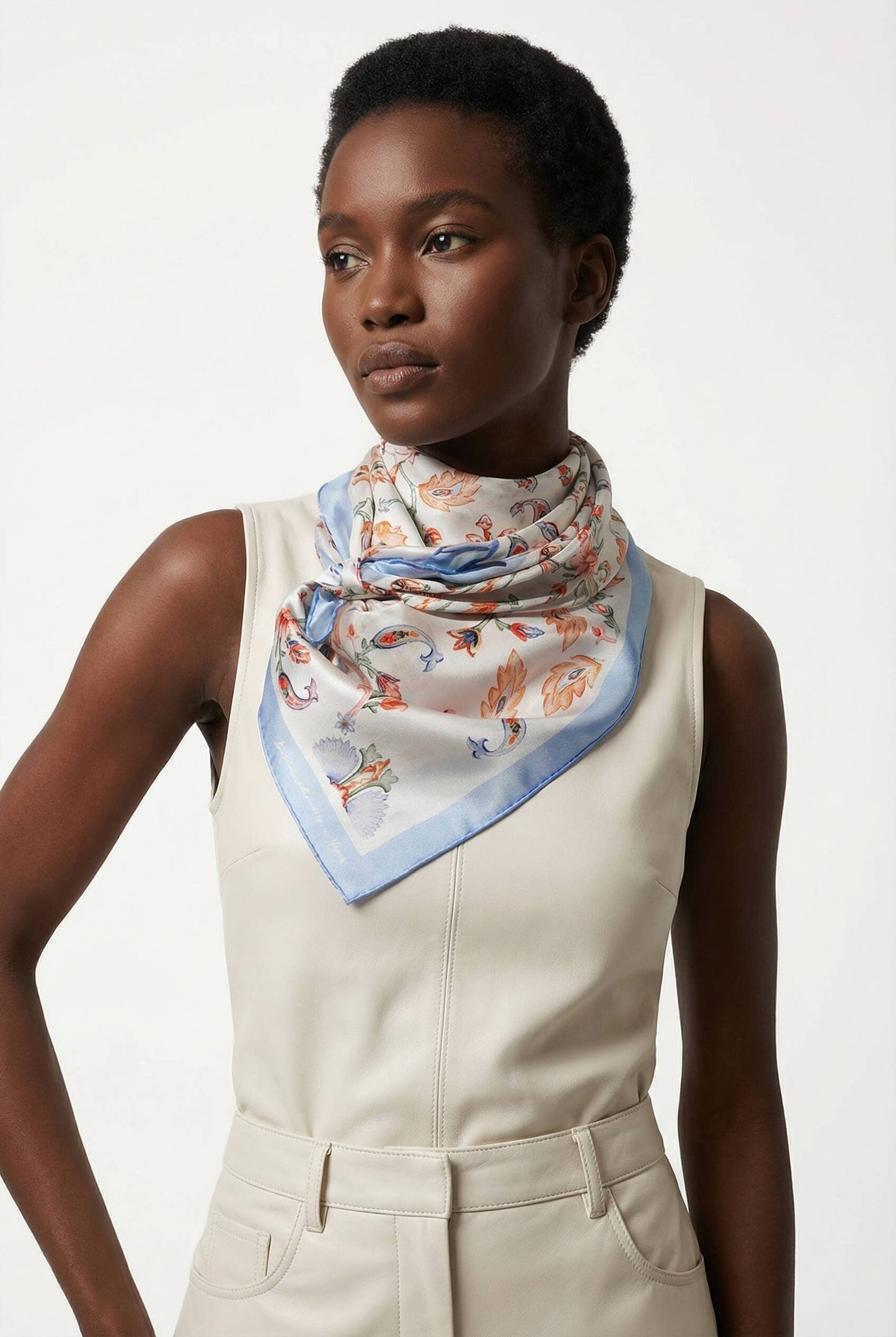 Jessie Zhao Baroque Blossom Double Sided Silk Scarf