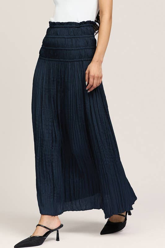 Cyrrent Air Crinkled Smocked Waist Maxi Skirt