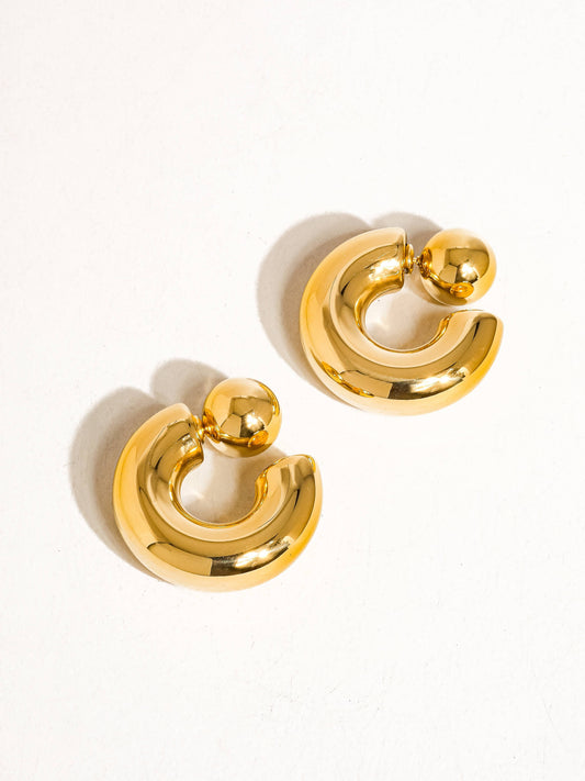 Flanerie by Maiq Fernanda 16K Gold Non-Tarnish Ball C Hoop Earring