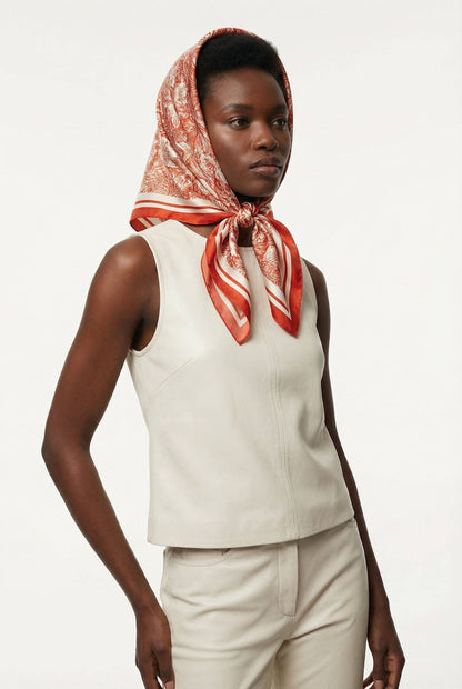 Jessie Zhao Terracotta Dream Double Sided Silk Scarf