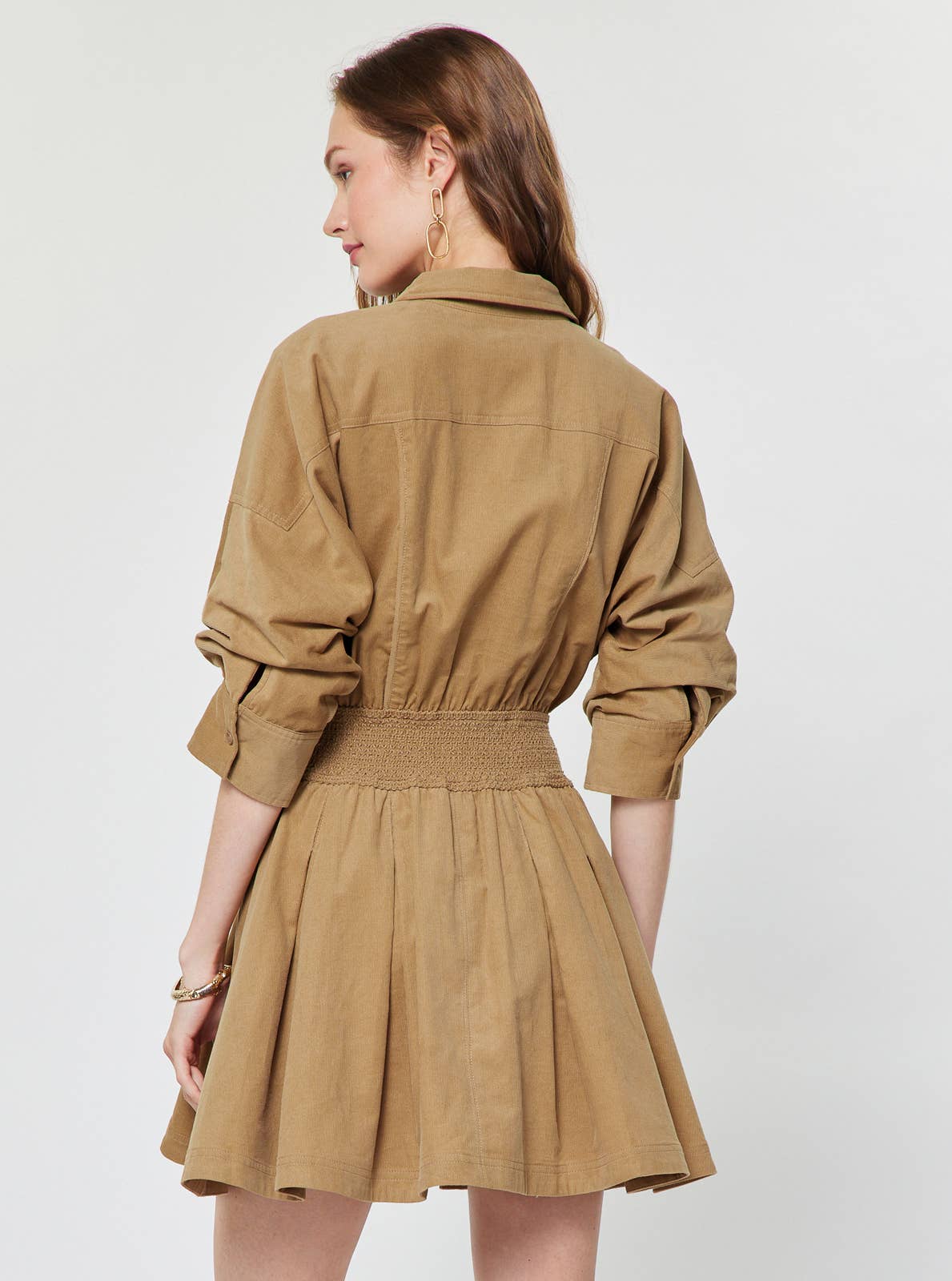 Current Air Corduroy Flared Shirt Mini Dress