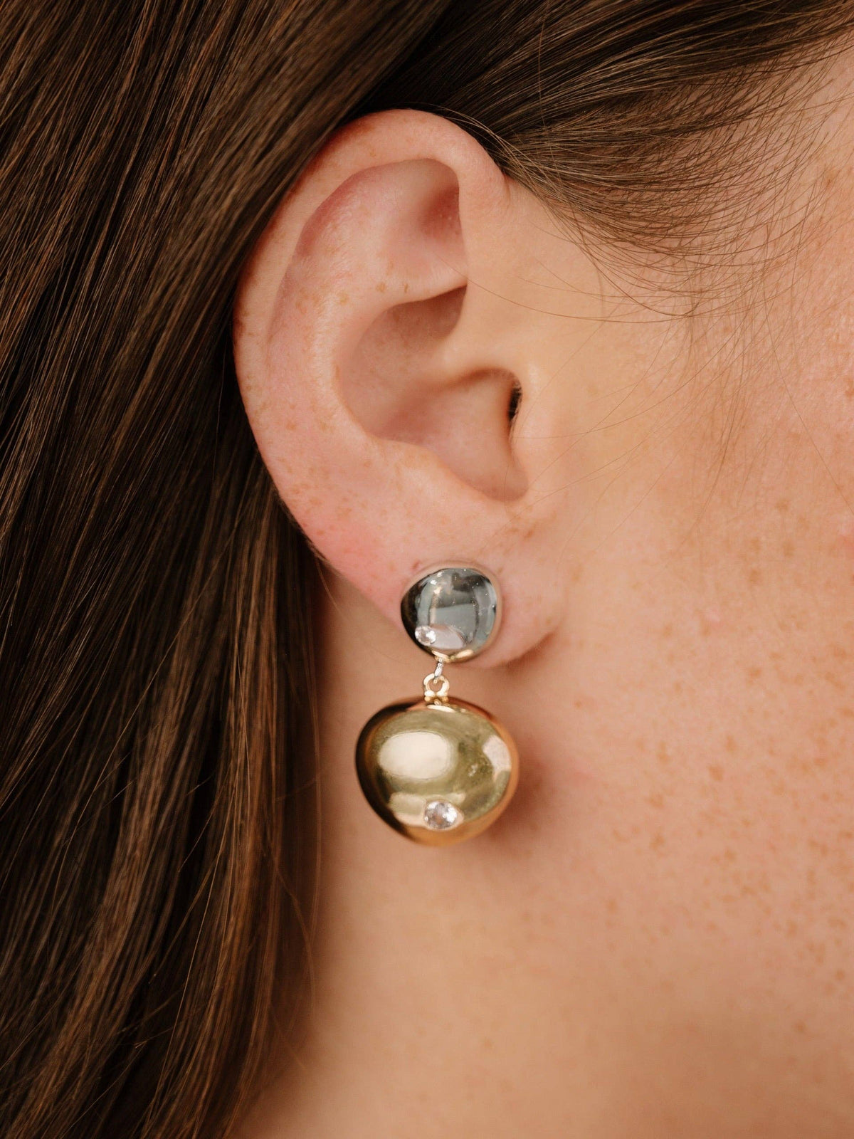 Ettika Polished Double Pebble Drop Earrings